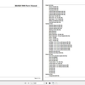 Crown Reach Truck RR5000 RD5000 Parts Manual 1