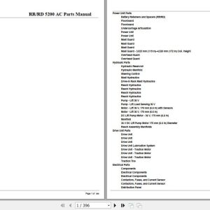 Crown Reach Truck RR5200 RD5200 AC Parts Manual 1