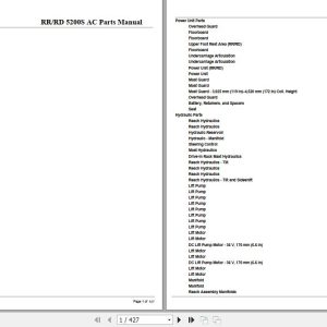 Crown Reach Truck RR5200S RD5200S AC Parts Manual 1