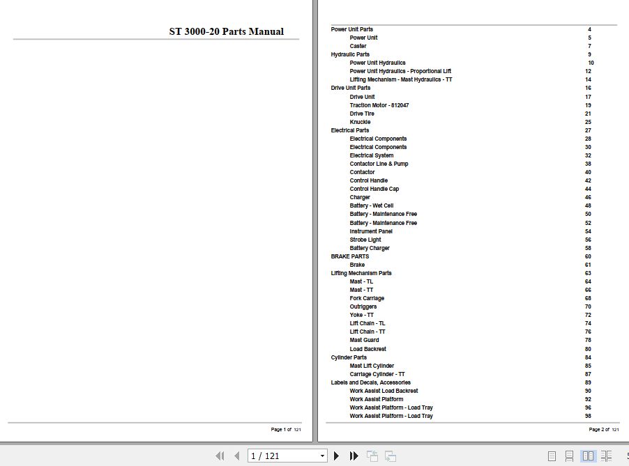 Crown Stacker Truck ST3000 20 Parts Manual 1