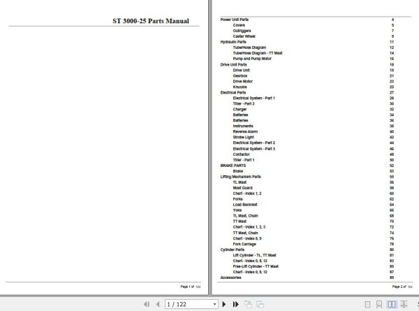 Crown Stacker Truck ST3000 25 Parts Manual 1