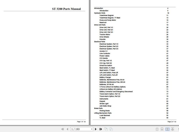 Crown Stacker Truck ST3200 Parts Manual 1