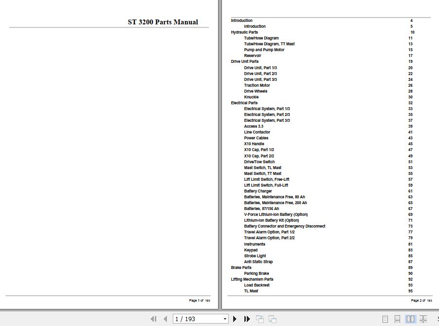 Crown Stacker Truck ST3200 Parts Manual 1