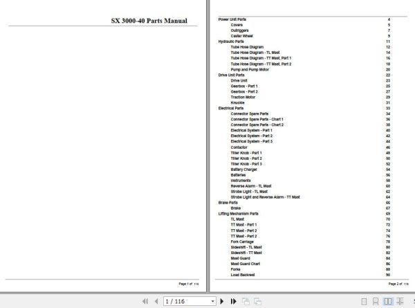 Crown Stacker Truck SX3000 40 Parts Manual 1