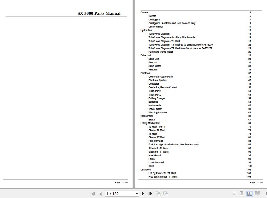 Crown Stacker Truck SX3000 Parts Manual 1