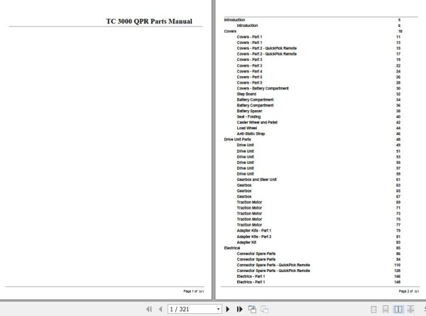 Crown Tow Tractor TC3000 QPR Parts Manual 1