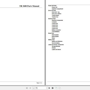 Crown Tow Tractor TR3600 Parts Manual 1