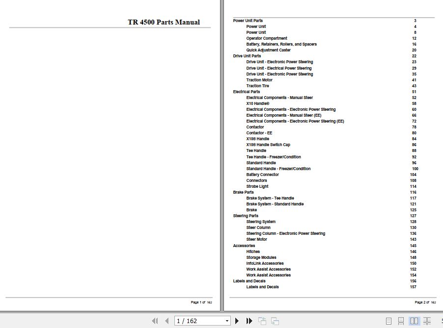 Crown Tow Tractor TR4500 Parts Manual 1