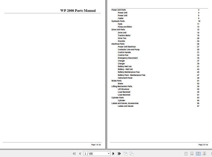 Crown Walkie Pallet WP2000 Parts Manual 1
