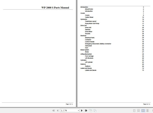 Crown Walkie Pallet WP2000 S Parts Manual 1
