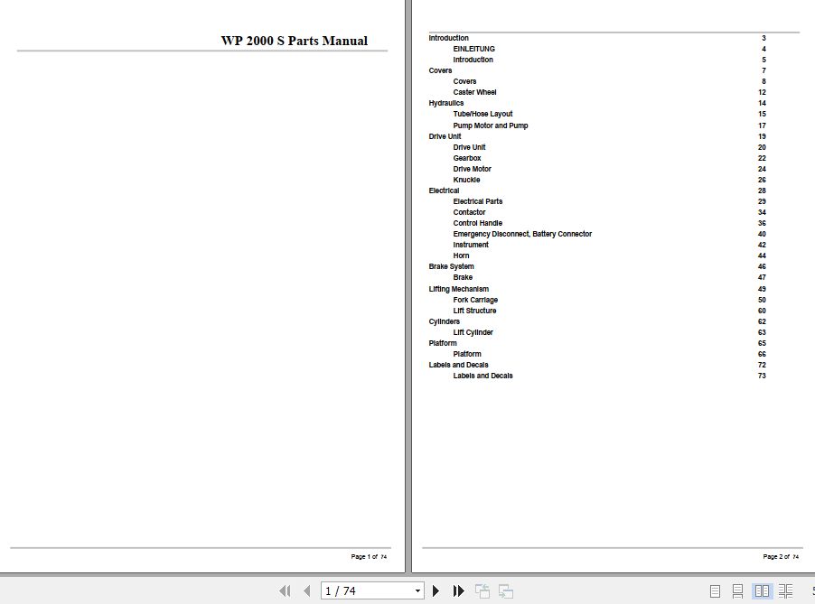 Crown Walkie Pallet WP2000 S Parts Manual 1