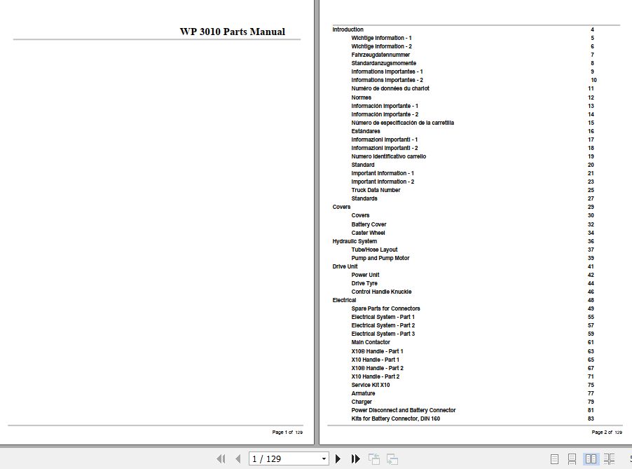 Crown Walkie Pallet WP3010 Parts Manual 1