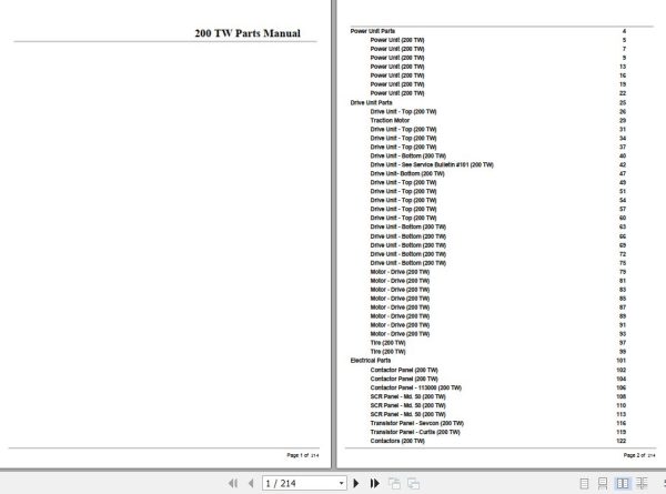 Crown Walkie Rider Tow 200TW Parts Manual 1