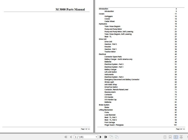 Crown Walkie Stacker M3000 Parts Manual 1