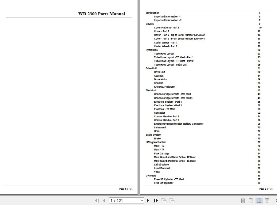 Crown Walkie Stacker WD2300 Parts Manual 1