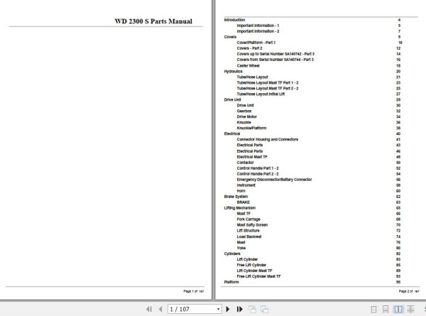 Crown Walkie Stacker WD2300S Parts Manual 1