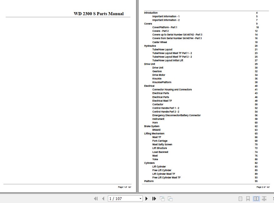 Crown Walkie Stacker WD2300S Parts Manual 1