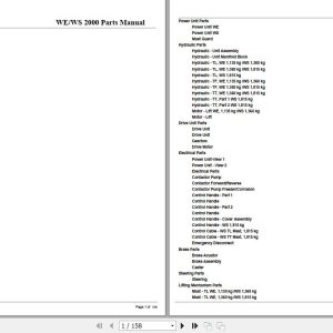 Crown Walkie Stacker WE2000 WS2000 Parts Manual 1