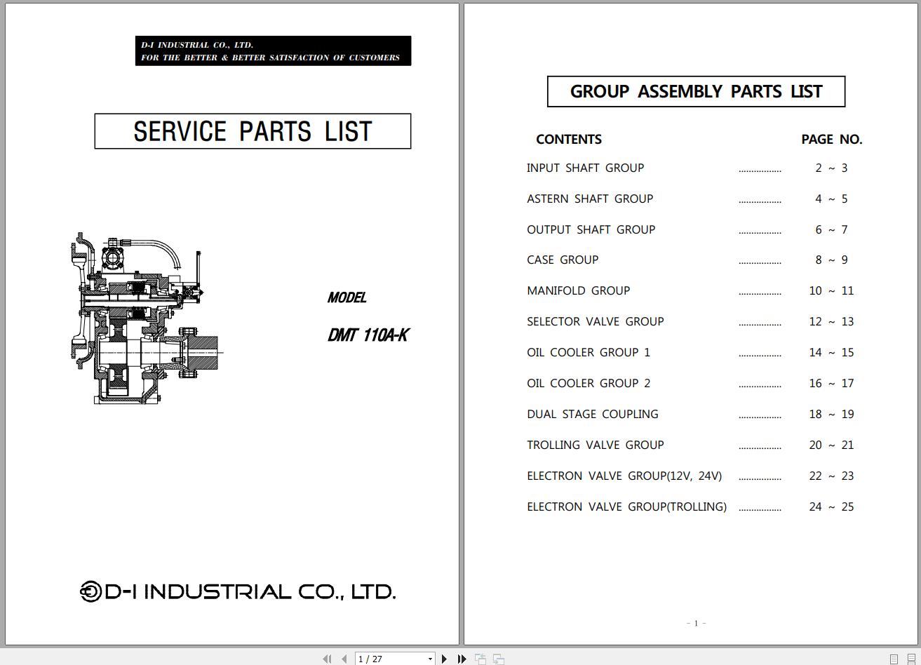 D I industrial Gearbox DMT110A K Service and Parts Manual 1
