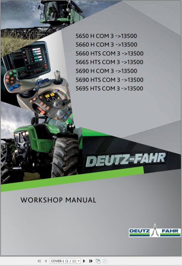 Deutz Fahr Tractor 5650 H COM 3 to 5695 HTS COM 3 Workshop Manual 2015 1
