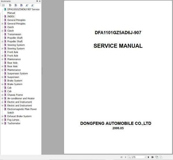 Dongfeng Light Commercial Truck DFA1101GZ5AD6J 907 Service Manual 1