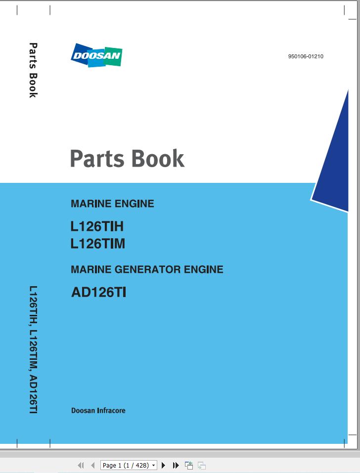 Doosan Engine L126TIH L126TIM AD126I Parts Manual 950106 01210 1