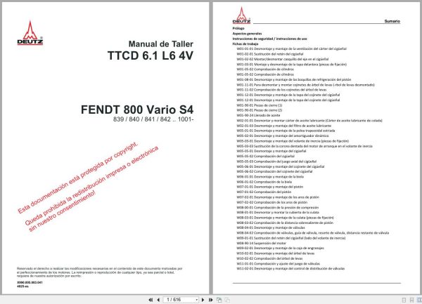 Fendt Tractor 800 Vario S4 VIN 839 840 841 842 Workshop Manual and Diagram 1