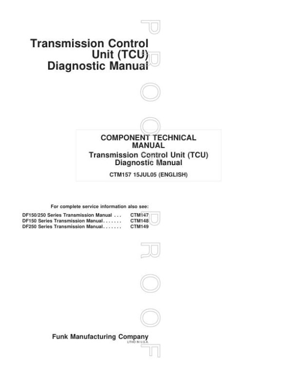 Funk Transmission Control Unit Diagnostic Manual Component Technical Manual CTM157 1