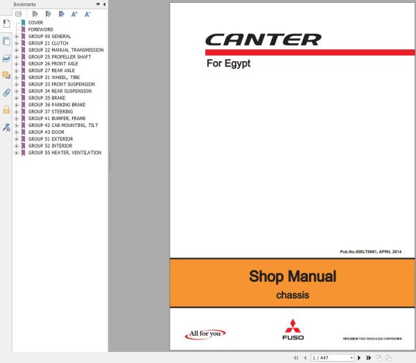 Fuso Canter FE84CE6LBH2 FE85CG6LBH2 Chassis Shop Manual 1