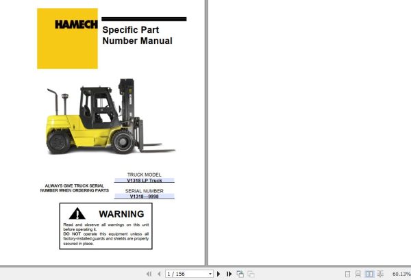 Hamech Forklift V1318LP Parts Manual 1