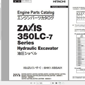 Hitachi Isuzu Engine 6HK1 XBSA01 Parts Catalog 6HK1 XBSA01 11 1