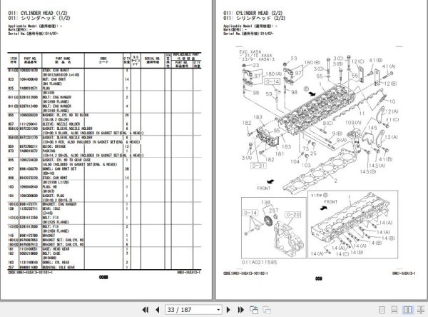 Hitachi Isuzu Engine 6WG1 XASA13 Parts Catalog 6WG1 XASA13 1 2