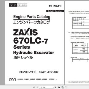 Hitachi Isuzu Engine 6WG1 XBSA02 Parts Catalog 6WG1 XBSA02 9 1