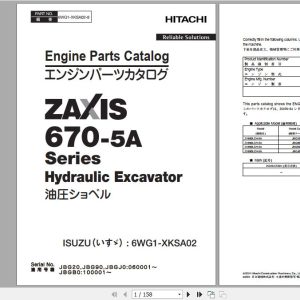 Hitachi Isuzu Engine 6WG1 XKSA02 Parts Catalog 6WG1 XKSA02 8 1