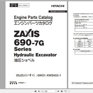 Hitachi Isuzu Engine 6WG1 XWSA02 1 Parts Catalog 6WG1 XWSA02 1 1