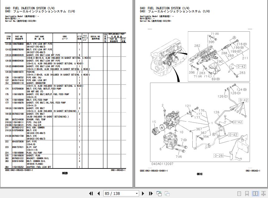 Hitachi Isuzu Engine 6WG1 XWSA03 Parts Catalog 6WG1 XWSA03 1 2