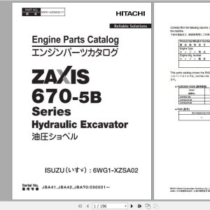 Hitachi Isuzu Engine 6WG1 XZSA02 Parts Catalog 6WG1 XZSA02 11 1