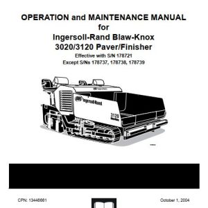Ingersoll Rand Blaw Knox 1020 3020 3120 Operation Service Parts Manual 1