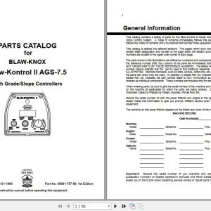Ingersoll Rand Blaw Knox AGS 7.5 Operation Parts Manual 1