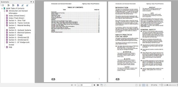 Ingersoll Rand Blaw Knox PF 171 to PF 510 Service Manuals 1