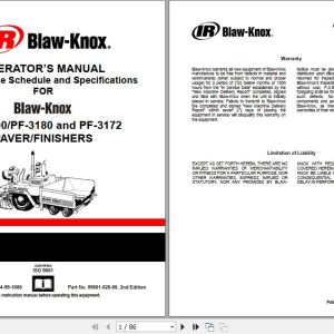Ingersoll Rand Blaw Knox PF 3172 PF5510 Operators Parts Service Manual 1