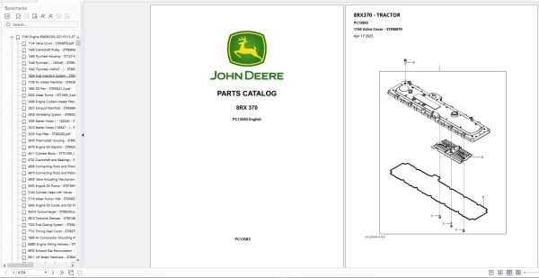 John Deere Tractor 8RX 370 2025 Parts Catalog PC13583 1