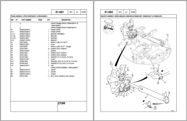 Kobelco Excavator 27SR Acera Tier 4 Parts Manual S3PV00033ZE01NA 2