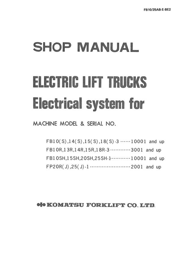 Komatsu Forklift FB10 3 to FP25J 1 Shop Manual FB10 25AB E BE2 1