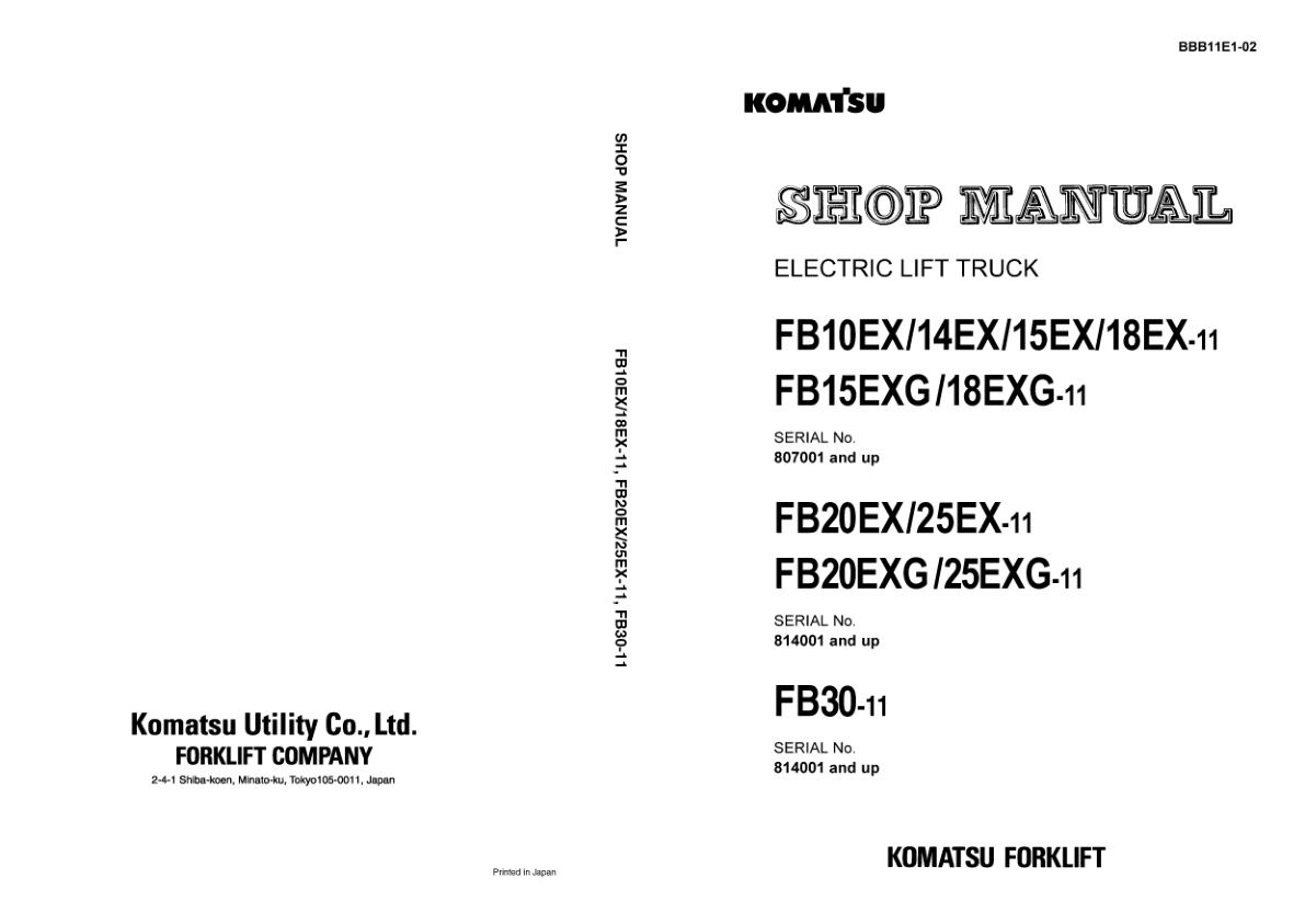 Komatsu Forklift FB10EX 11 to FB30 11 Shop Manual BBB11E1 02 1