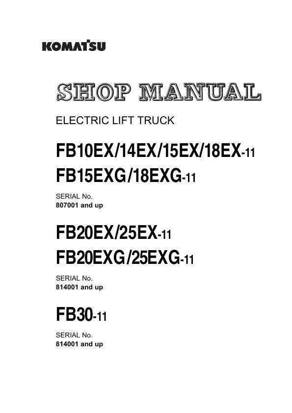 Komatsu Forklift FB10EX 11 to FB30 11 Shop Manual BBB11E1 03 1
