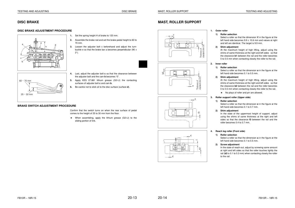 Komatsu Forklift FB10RL 15 to FB15RW 15 Shop Manual SEN05963 03 2