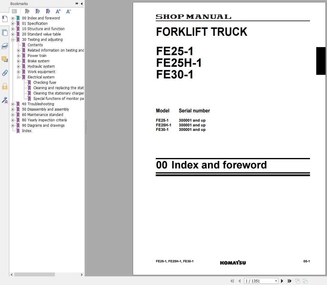 Komatsu Forklift Truck FE25 1 FE25H 1 FE30 1 Shop Manual 1
