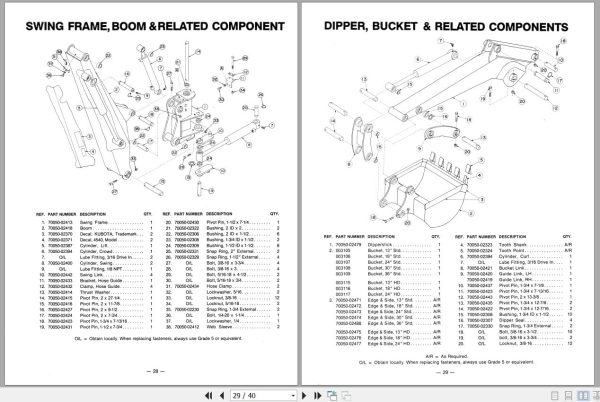 Kubota Backhoe B4540 Parts Operators Manual 2
