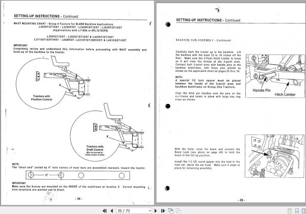 Kubota Backhoe B4672A BL4690A Parts Operators Manual 2